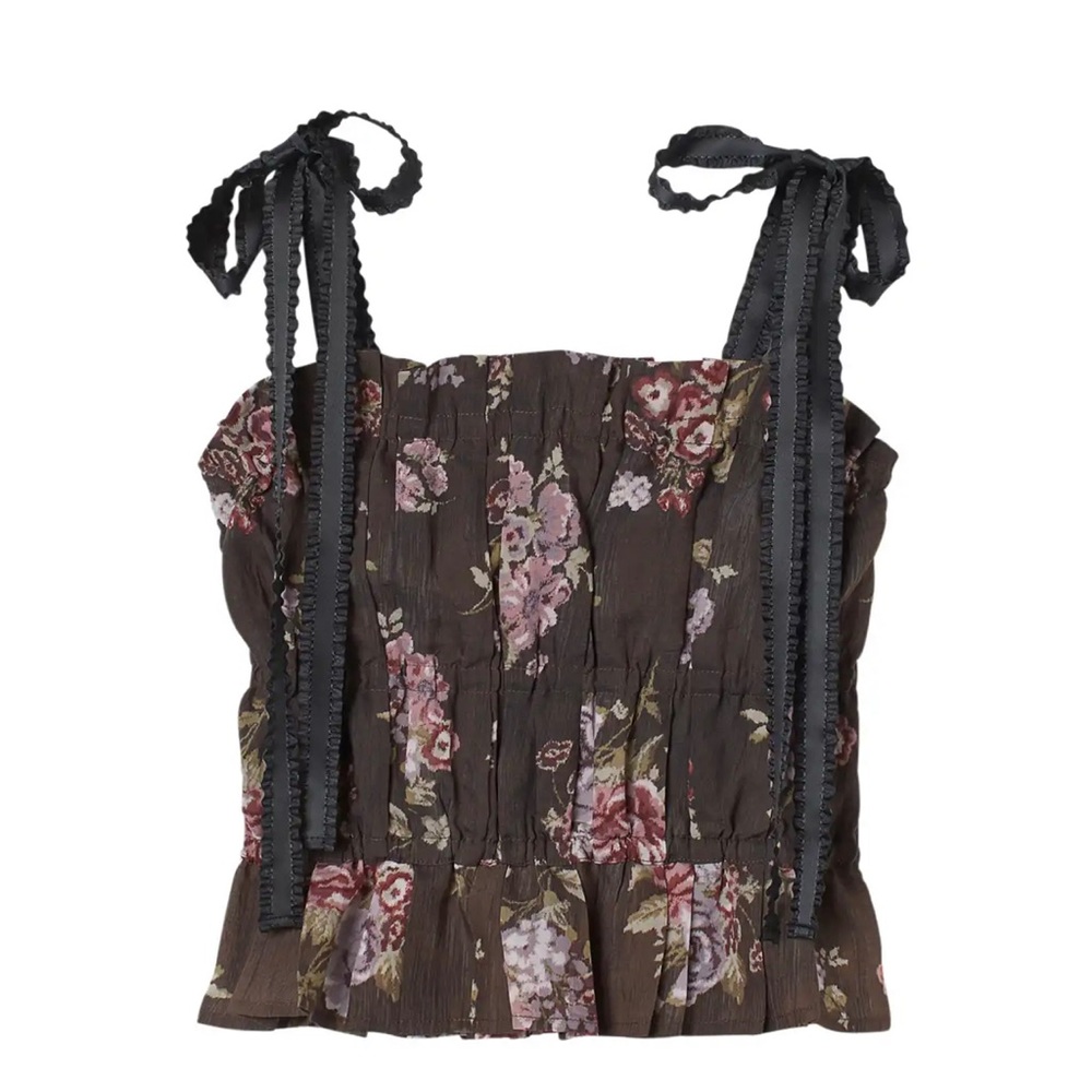 Like New Brock Collection x H&M Floral Ribbon Straps Corset Tank Top 🤎